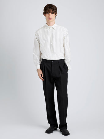 Proenza Schouler Front full length image of model wearing Michel Pant in Wool Suiting in Black