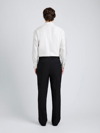 Proenza Schouler Back full length image of model wearing Michel Pant in Wool Suiting in Black