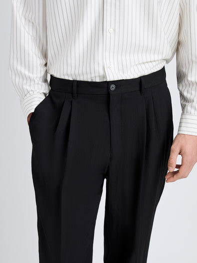 Proenza Schouler Detail image of model wearing Michel Pant in Wool Suiting in Black