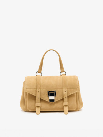 Proenza Schouler Front Still life Image of Mini PS1 Walker in Calf Suede in Hazelnut