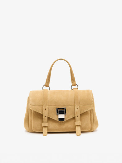 Proenza Schouler Front Still life Image of Mini PS1 Walker in Calf Suede in Hazelnut