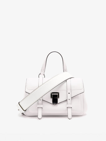 Proenza Schouler Front Still Life Image of Mini PS1 Walker in Smooth Calf in Optic White