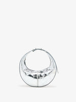 Proenza Schouler Front image of Mini Slide Bag in Crinkle Metallic in Silver