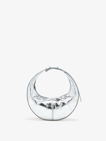 Proenza Schouler Front image of Mini Slide Bag in Crinkle Metallic in Silver