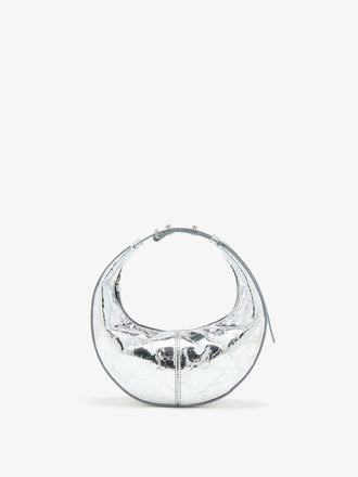 Proenza Schouler Front image of Mini Slide Bag in Crinkle Metallic in Silver