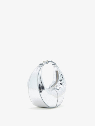 Proenza Schouler Side image of Mini Slide Bag in Crinkle Metallic in Silver