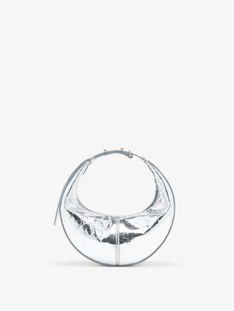 Proenza Schouler Back image of Mini Slide Bag in Crinkle Metallic in Silver