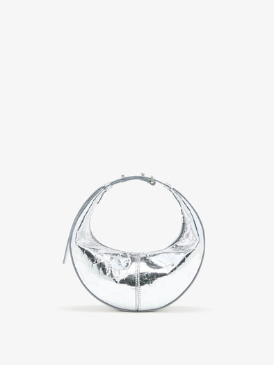 Proenza Schouler Back image of Mini Slide Bag in Crinkle Metallic in Silver