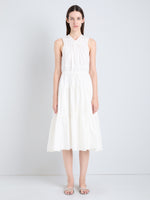 Proenza Schouler Front full length image of Misha Dress in Compact Eco Poplin in white