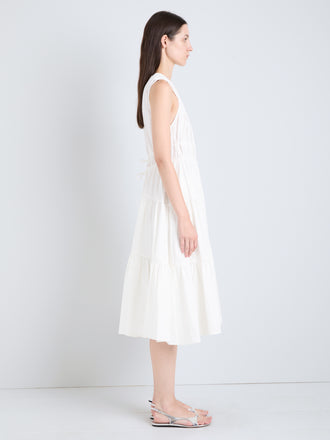 Proenza Schouler Side full length image of Misha Dress in Compact Eco Poplin in white