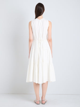 Proenza Schouler Back full length image of Misha Dress in Compact Eco Poplin in white