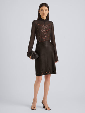 Proenza Schouler Front On Model Image of NESSA SKIRT IN NAPPA in Black