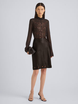 Proenza Schouler Front On Model Image of NESSA SKIRT IN NAPPA in Black