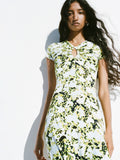 Proenza Schouler Front full length image of model wearing Noelani Dress in Soft Jersey in Straw Multi