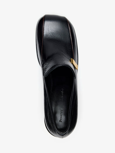 Proenza Schouler Aerial Still Life Image of Esme Loafer in Nappa Latex in Black