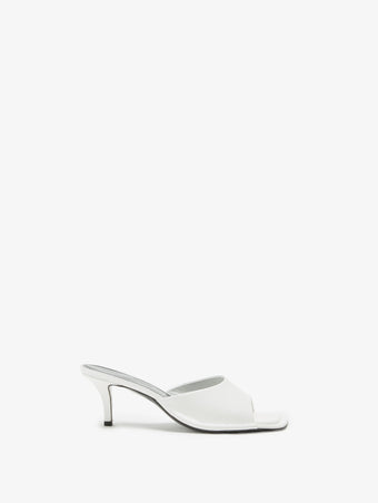 Proenza Schouler Front Still life Image of Harlow 60 Mule in Brushed Calf in White