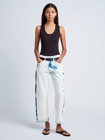 Proenza Schouler front image of model wearing Cropped Ellsworth in bleach out