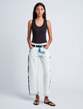 Proenza Schouler front image of model wearing Cropped Ellsworth in bleach out