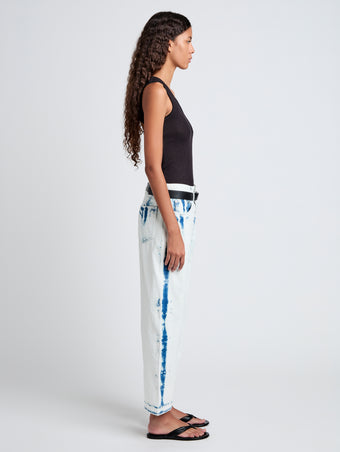 Proenza Schouler side image of model wearing Cropped Ellsworth in bleach out