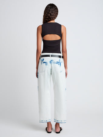 Proenza Schouler back image of model wearing Cropped Ellsworth in bleach out