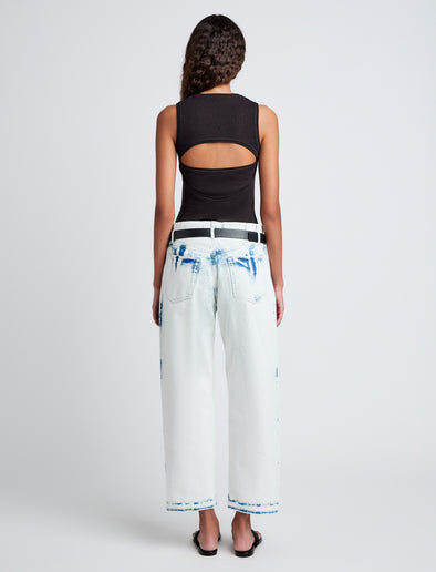 Proenza Schouler back image of model wearing Cropped Ellsworth in bleach out