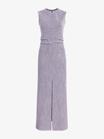 Proenza Schouler Still Life Image of Selene Dress in Static Suiting in Aubergine/White