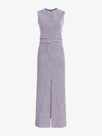 Proenza Schouler Still Life Image of Selene Dress in Static Suiting in Aubergine/White
