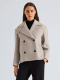 Proenza Schouler Front Cropped on Model Image of Nola Jacket in Brushed Wool Cashmere in Light Grey Melange
