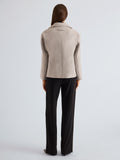 Proenza Schouler Back Full Length on Model Image of Nola Jacket in Brushed Wool Cashmere in Light Grey Melange