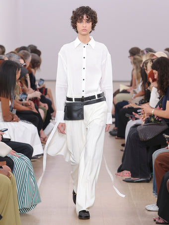 Runway image of the Olympia Dress In Washed Habotai in white