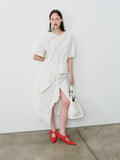 Proenza Schouler Front full length image of model wearing Hansly Skirt in Memory Cotton in Off White