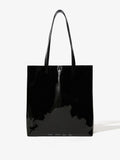 Front view of Walker Tote in Patent in black