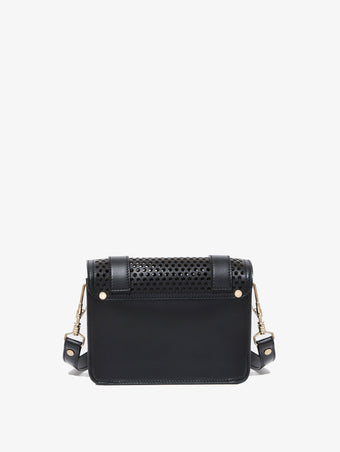 Back image of PS1 Mini Crossbody Bag in Perforated Leather in BLACK