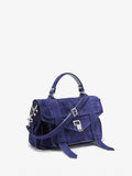 Proenza Schouler Side Still Life Image of PS1 Medium Bag in Soft Suede in Deep Navy