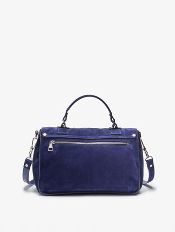 Proenza Schouler Back Still Life Image of PS1 Medium Bag in Soft Suede in Deep Navy