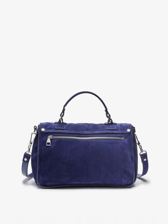 Proenza Schouler Back Still Life Image of PS1 Medium Bag in Soft Suede in Deep Navy
