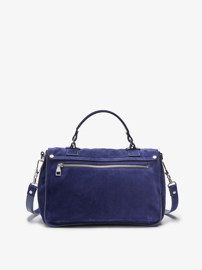 Proenza Schouler Back Still Life Image of PS1 Medium Bag in Soft Suede in Deep Navy