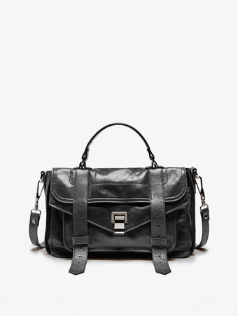 Proenza Schouler Front Still Life Image of PS1 Medium Bag in Black