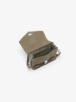 Proenza Schouler interior image of PS1 Mini Crossbody Bag in Nubuck Calf in slate