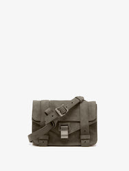 Proenza Schouler front image of PS1 Mini Crossbody Bag in Nubuck Calf in slate