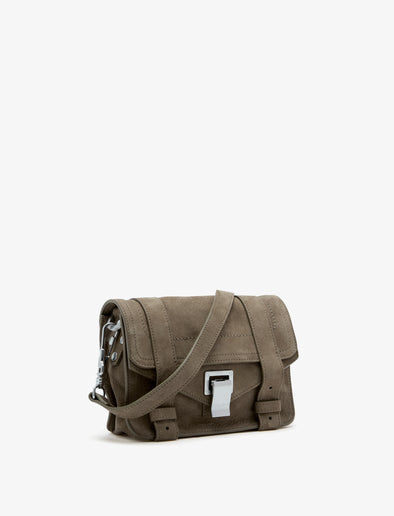 Proenza Schouler side image of PS1 Mini Crossbody Bag in Nubuck Calf in slate