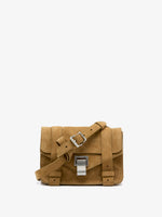 Proenza Schouler front image of PS1 Mini Crossbody Bag in Nubuck Calf in tobacco