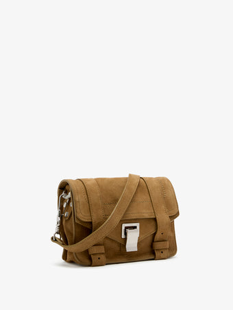 Proenza Schouler side image of PS1 Mini Crossbody Bag in Nubuck Calf in tobacco