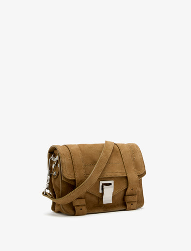 Proenza Schouler side image of PS1 Mini Crossbody Bag in Nubuck Calf in tobacco