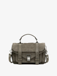 Proenza Schouler front image of PS1 Tiny Bag in Nubuck Calf in slate