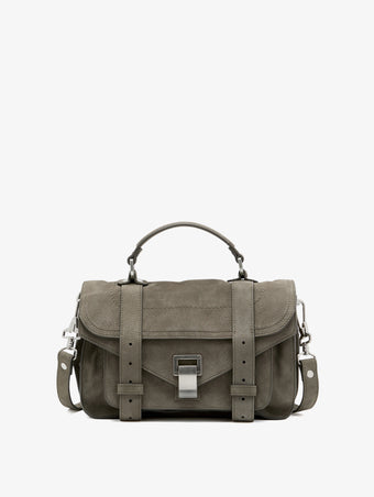 Proenza Schouler front image of PS1 Tiny Bag in Nubuck Calf in slate