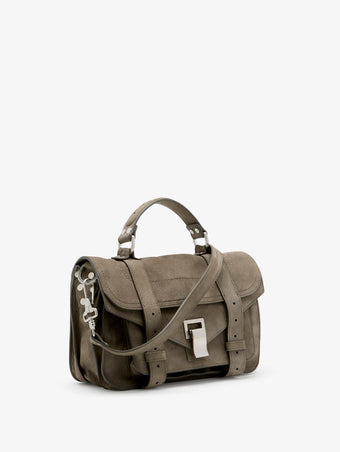 Proenza Schouler side image of PS1 Tiny Bag in Nubuck Calf in slate