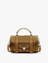 Proenza Schouler front image of PS1 Tiny Bag in Nubuck Calf in tobacco