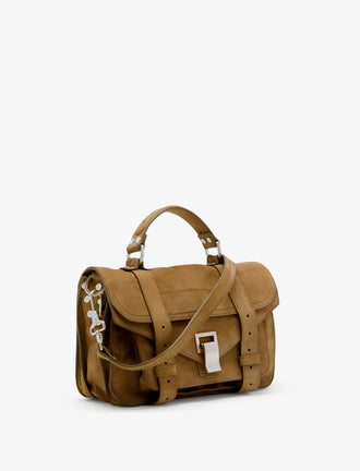 Proenza Schouler side image of PS1 Tiny Bag in Nubuck Calf in tobacco