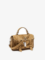Proenza Schouler Side Still Life Image of PS1 Tiny Bag in Soft Suede in Hazel